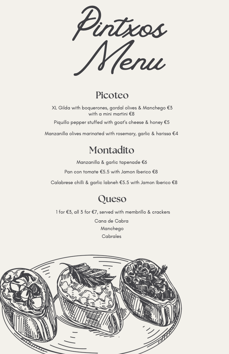 Pintxos menu